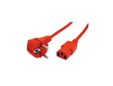 Kabel zasilający ROLINE, prosty IEC-żeński, czerwony, 1,8 m