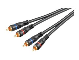 Kabel łączący stereo 2 x cinch, podwójnie ekranowany - Długość kabla 10 m