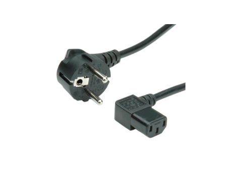 Kątowy kabel zasilający ROLINE. Złącze IEC, czarne, 1,8 m