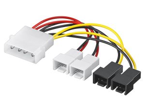 Kabel/Adapter zasilający wentylatora do komputera, wtyk 5,25 do wentylatora 2 x 12 V/2 x 5 V - Długość kabla 0.15 m