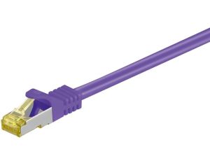 RJ45 patchkabel, CAT 6A S/FTP (PiMF), 500 MHz z CAT 7 kable surowym, Fioletowy - Długość kabla 0.25 m