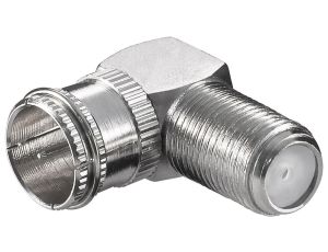 Adapter kątowy: Wtyk F (szybki) Gniazdo F 90 - Połączenie, materiał obudowy cynk