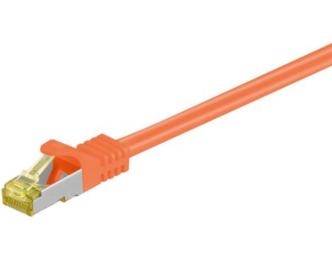 RJ45 patchkabel, CAT 6A S/FTP (PiMF), 500 MHz z CAT 7 kable surowym, Pomarańczowy - Długość kabla 1.5 m