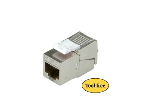 ROLINE Cat.6 (klasa E)/Keystone, RJ-45, ekranowany, beznarzędziowy, kompaktowy, kolor srebrny