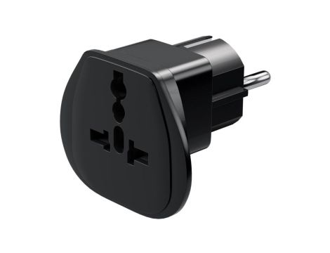 Adapter podróżny z świata do UE, czarny