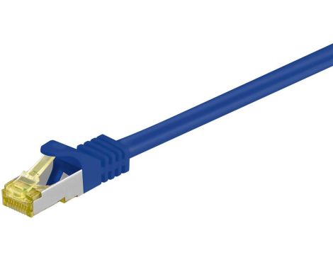 RJ45 patchkabel, CAT 6A S/FTP (PiMF), 500 MHz z CAT 7 kable surowym, Niebieski - Długość kabla 1 m
