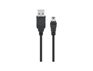 Kabel USB 2.0 Hi-Speed, Czarny - Długość kabla 0.15 m