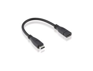 Kabel ROLINE USB 3.2 Gen 2, C-C, M/F, czarny, 0,15 m