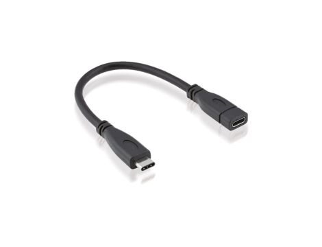 Kabel ROLINE USB 3.2 Gen 2, C-C, M/F, czarny, 0,15 m