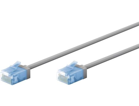 Ultra-elastyczny CAT 6A kabel krosowy, slim, U/UTP, szary - Długość kabla 1 m