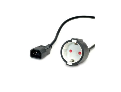 Kabel zasilający VALUE, złącze C14 do żeńskiego złącza Schuko, czarny, 0,3 m
