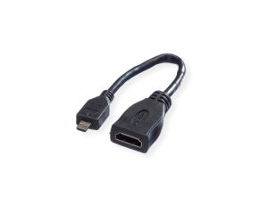 VALUE Kabel HDMI High Speed z Ethernetem, HDMI F - Micro HDMI M, 0,15 m