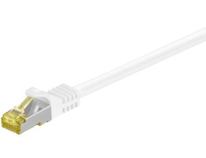 RJ45 patchkabel, CAT 6A S/FTP (PiMF), 500 MHz z CAT 7 kable surowym, biały - Długość kabla 30 m