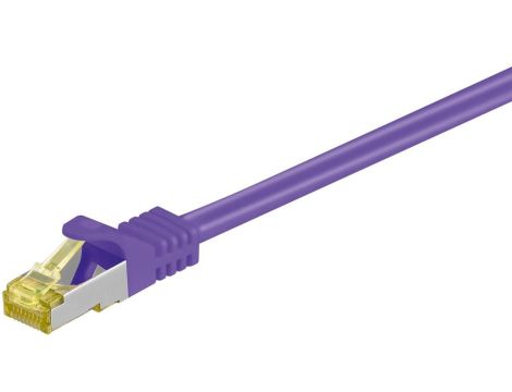 RJ45 patchkabel, CAT 6A S/FTP (PiMF), 500 MHz z CAT 7 kable surowym, Fioletowy - Długość kabla 0.5 m
