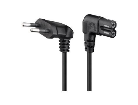 Kabel przyłączeniowy z wtyczką Euro, obustronnie kątowy, 0,75 m, czarny - Długość kabla 0.75 m