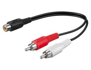 Kabel adaptera audio typu Y, wtyk cinch stereo na gniazdo cinch - Długość kabla 0.2 m