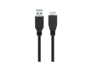 Kabel USB 3.0 Superspeed, Czarny - Długość kabla 0.5 m