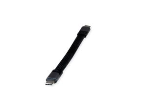 Kabel ROLINE USB4 Gen3x2, Emark, płaski, C-C, męski/żeński, czarny, 15 cm
