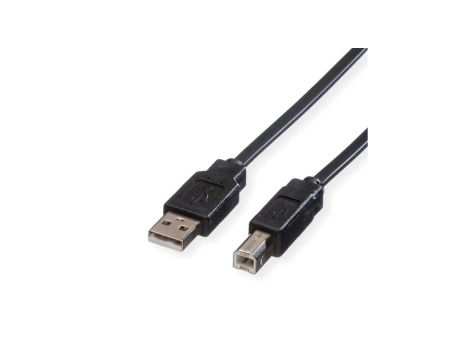 Płaski kabel USB 2.0 do notebooków ROLINE, typ A-B, czarny, 0,8 m