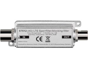 Filtr blokujacy LTE/4G, Wtyk do kabla koncentrycznego - Gniazdo do kabla koncentrycznego - Połączenie typu Wtyk do kabla koncent