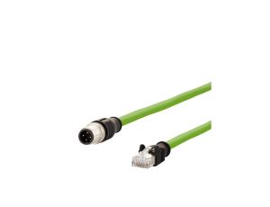 METZ CONNECT Kabel połączeniowy M12 męski-RJ45 męski, 4-biegunowy z kodem D, prosty, łańcuch nadążny, moment obrotowy, 5 m