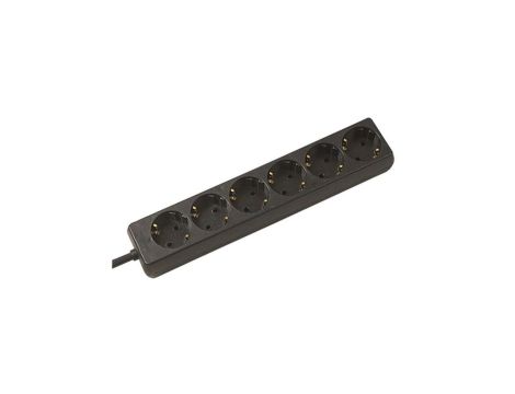 BACHMANN SELLY gniazdo 6-drożne, z uziemieniem, czarne, 1,5 m