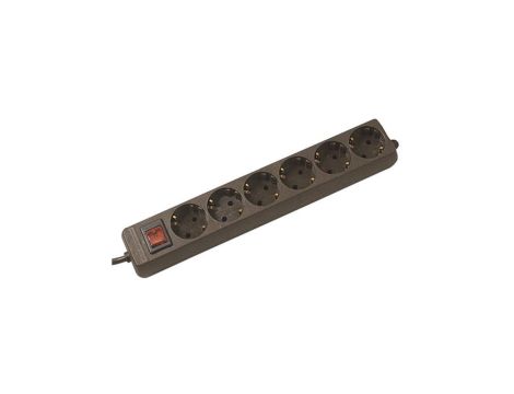 BACHMANN SELLY gniazdo 6x z uziemieniem, z wyłącznikiem, czarne, 1,5 m