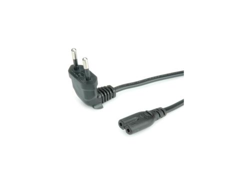 Kabel zasilający ROLINE z wtyczką Euro (kątową) do C7, 2-biegunowy, czarny, 1,8 m