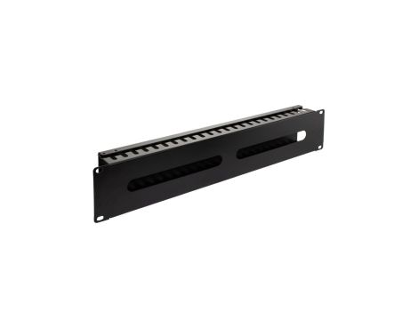 Organizator kabli do szafy RACK 19 cali 2U metalowy czarny zamykany NEKU