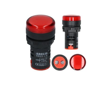 Lampka kontrolna sterownicza czerwona LED fi:22 12V