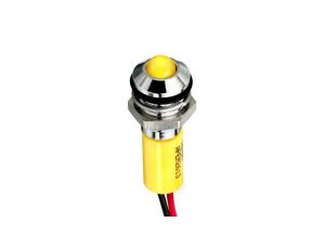 Lampka kontrolna do montażu panelowego 12V dc, Żółta 8mm LED Wyprowadzenia RS PRO