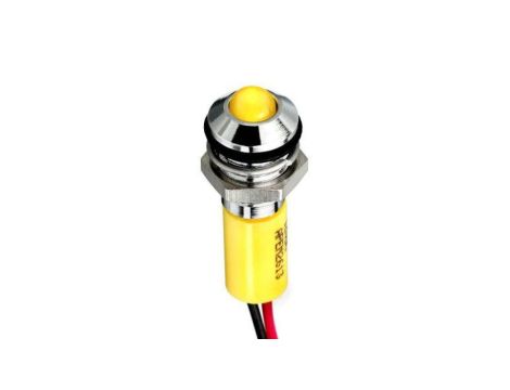 Lampka kontrolna do montażu panelowego 12V dc, Żółta 8mm LED Wyprowadzenia RS PRO