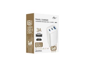 ŁADOWARKA SIECIOWA GaN PD/QC 4.0 2x USB-C 1x USB-A 65W ART