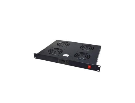 Panel wentylacyjny x4 z termostatem 19cali 1U RAL9004