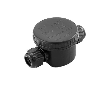 Mufa kablowa z dławikami na kable do 3x2,5mm2 hermetyczna IP66 UV prosta okrągła czarna V-TAC