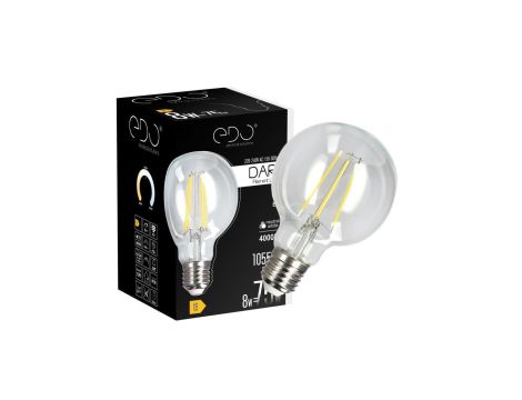Żarówka dekoracyjna DARI LED Filament 8W, E27, 4000K, 1055lm, 230V, CLEAR G80, EDO777634 EDO