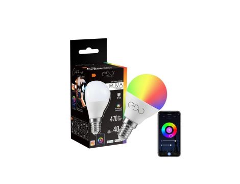 Żarówka RUVA Smart WiFi RGB+CCT LED 4,8W, E14 kulka, 2700K-6500K, 470lm, 220-240V EDO777620 EDO
