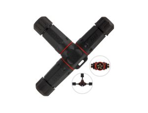 Mufa hermetyczna z dławikami 5x2,5mm2 IP68 PA66 250V trójnik T czarna NEKU