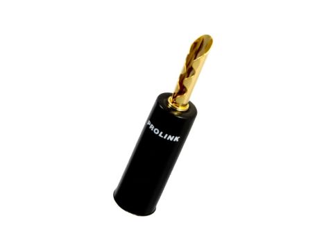 PROLINK Premium TBC-055 Wtyk głośnikowy typu BANAN skręcany półotwarty pozłacany czarny