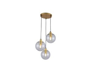 Lampa wisząca PUERTO z eleganckimi szklanymi kloszami złota nad stolik LP-004/3P GD Light Prestige