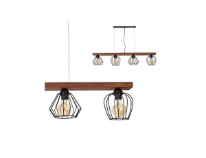 Lampa wisząca OZZY BLACK / WOOD 4xE27 60W MLP6253 Milagro