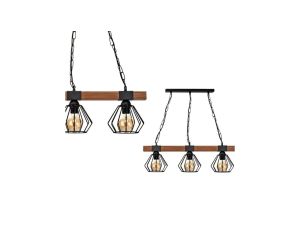 Lampa wisząca ULF BLACK / WOOD 3xE27 60W MLP6193 Milagro