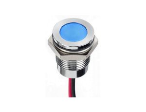 Lampka kontrolna do montażu panelowego 24V dc, niebieska 14mm LED Chrom Wyprowadzenia RS PRO