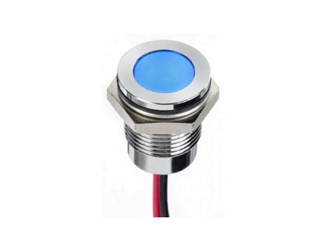Lampka kontrolna do montażu panelowego 24V dc, niebieska 14mm LED Chrom Wyprowadzenia RS PRO