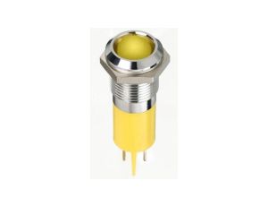 Lampka kontrolna do montażu panelowego 12V dc, Żółta 14mm LED Chrom Faston, oczko lutownicze RS PRO