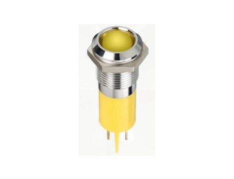 Lampka kontrolna do montażu panelowego 12V dc, Żółta 14mm LED Chrom Faston, oczko lutownicze RS PRO