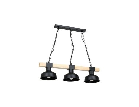 Lampa wisząca FARO CZARNA / NATURALNE DREWNO 3xE27 60W MLP7457 Milagro