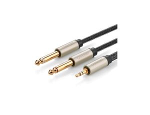 Ugreen kabel przewód audio mini jack 3,5 mm - 2 x jack 6,35mm 2m szary (AV126)