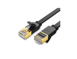 Ugreen kabel sieciowy internetowy Ethernet patchcord U/FTP Cat. 7 10Gb/s płaski 0.5m czarny (NW106)