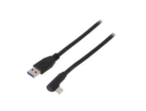 Kabel USB 3.0 USB A wtyk, USB C wtyk kątowy 3m czarny Żyła: Cu 66504